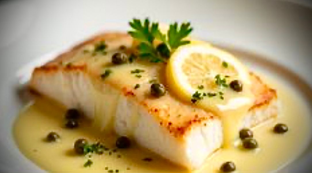 Halibut piccata for inflight catering France — Paris CDG LFPG